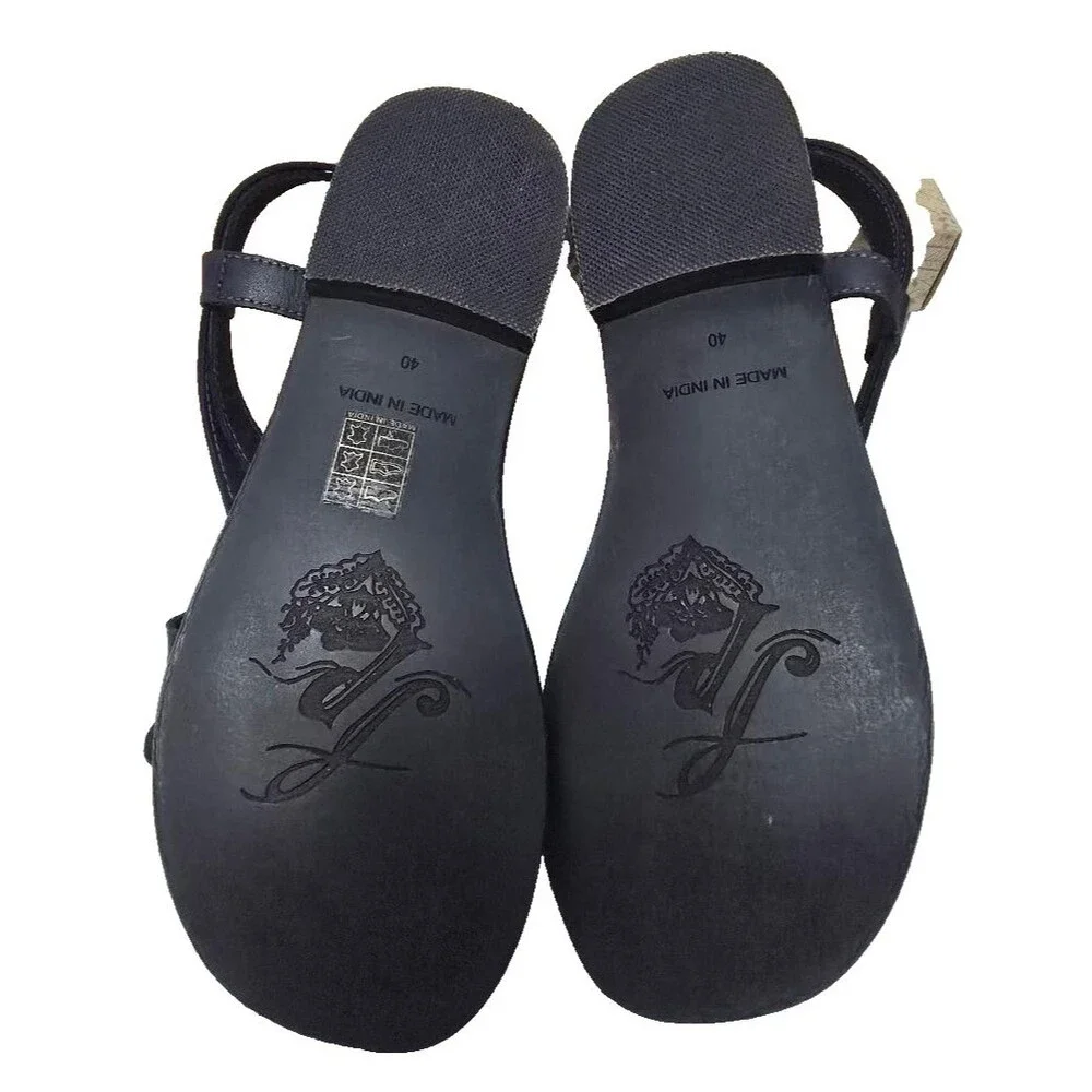Free People Women's La Risa Black Strappy Sandals Size 10 M/ 40 Leather NIB $128